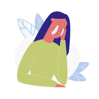 Üzgün Ağlayan kadın karikatür vektör Illustration