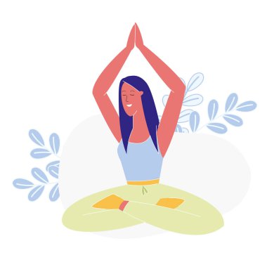 Kadın meditasyon egzersiz düz vektör Illustration