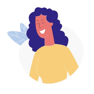 Kadın gülümseyen yüz Ifade düz Illustration