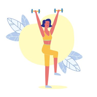 Dumbbells düz vektör Illustration ile diz Lift