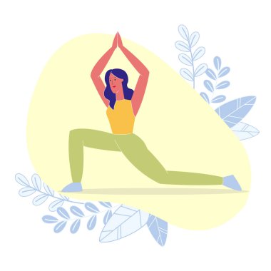 Yüksek Crescent Lunge Pose düz vektör Illustration