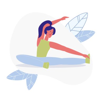Oturan yan Bend, Pilates düz vektör Illustration
