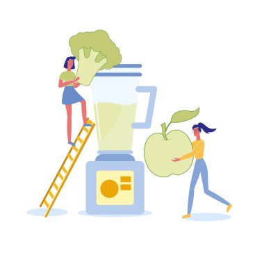 Kızlar Vegan kokteyl vektör Illüstrasyon yapma