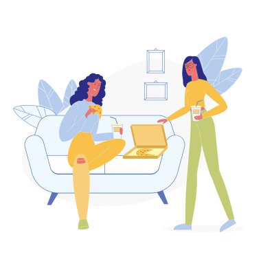 Kız yeme önemsiz gıda düz Illustration