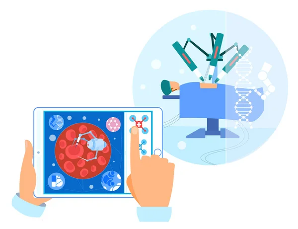 Cirugía robótica e intervención en nanotecnología — Vector de stock