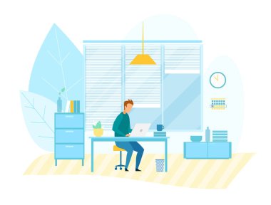 Adam modern Tech Office bilgisayarda çalışan