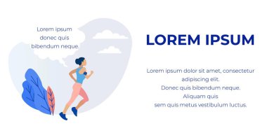 Sportif koşu kız ve promo metin Banner