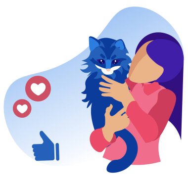 Cat pozitif sosyal geribildirim ile Faceless kız