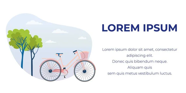Sima szöveg banner a Cartoon kerékpár-és Park — Stock Vector
