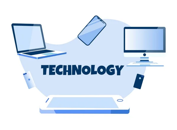 Digital Technology and Modern Gadget Advertisement — Stock Vector