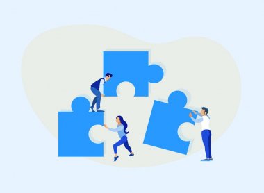 İnsanlar puzzle Pieces takım metafor bağlayan