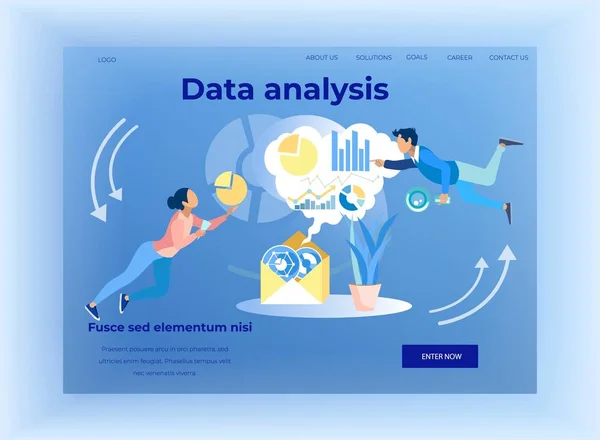 Página de aterrizaje de análisis de datos con equipo cooperante — Vector de stock