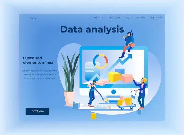 Página de aterrizaje para aplicaciones de análisis de datos estadísticos — Vector de stock