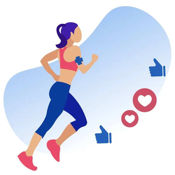 Sporty Girl Jogging e feedback positivi degli utenti — Vettoriale Stock