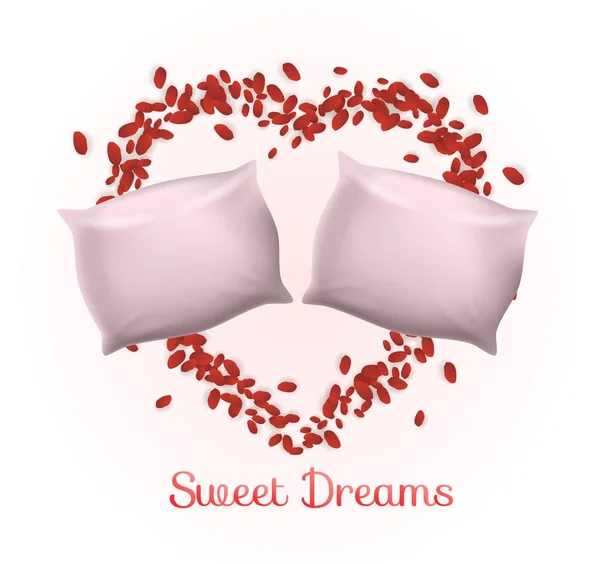 Par kudde insidan av rosenblad hjärta ram — Stock vektor