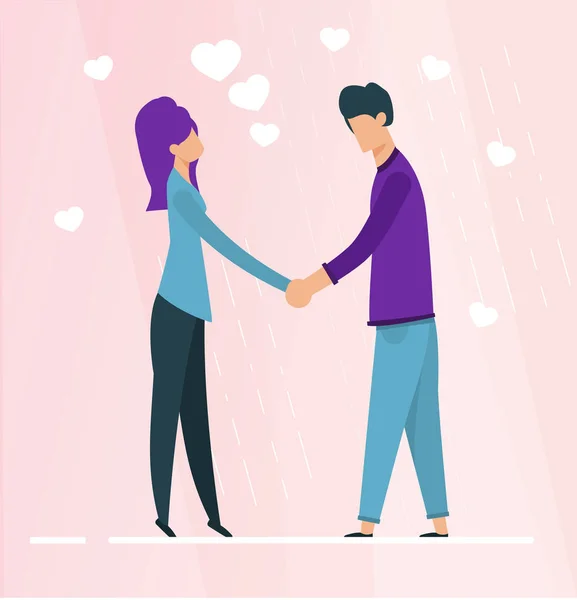 Man and Woman Shake Hands Acquainting Themselves — Stock Vector