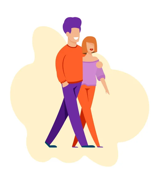 Mann und Frau spazieren beim romantischen Date — Stockvektor