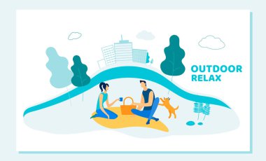 Mutlu Çift Pet ile Piknik Açık Dating.