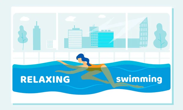 Frau entspannen im Schwimmbad beim Wassergymnastik — Stockvektor