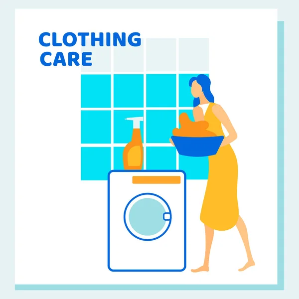Femme de chargement sale à la machine à laver, de routine — Image vectorielle
