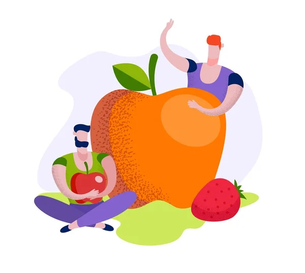 Nápis-organické ovoce, nabídka přírodních ekologických potravin — Stockový vektor