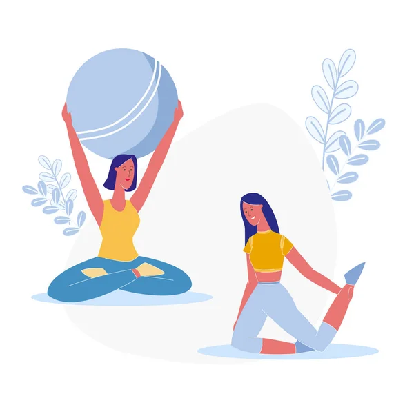 Clase de Yoga, Ejercicio Fitness Vector Ilustración — Vector de stock