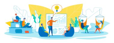 Business Team Ofis Çalışması Düz Vektör Kavramları Seti