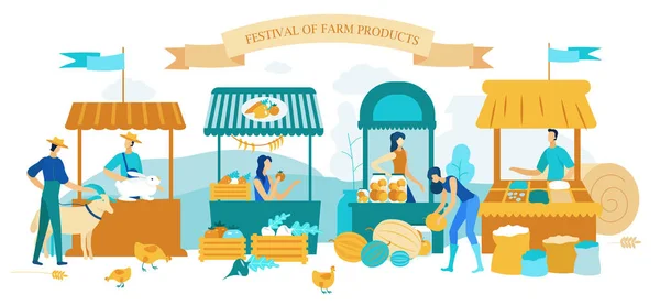 Illustratie inscriptie Festival boerderij producten. — Stockvector