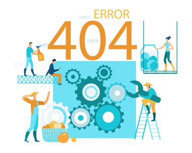 Vektör İllüstrasyon Yazı Hatası 404 Düz.