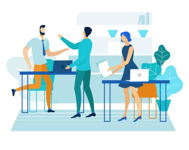 Ofiste İletişim ve Dostluk Karikatür.