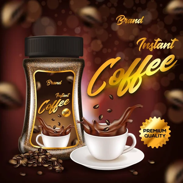 Banner de publicidad instantánea de calidad premium de café — Archivo Imágenes Vectoriales