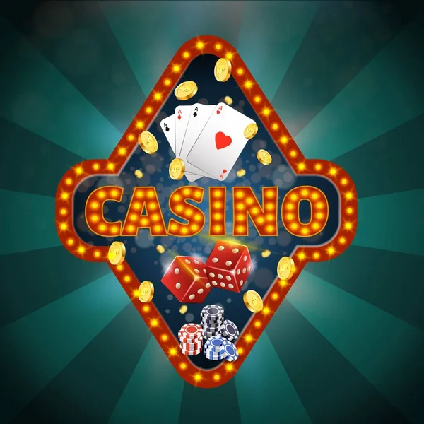Quadratisches Banner mit Casino-Typografie, vier Asse — Stockvektor