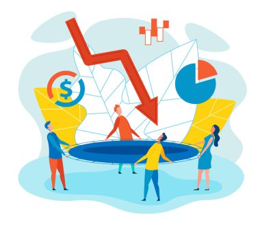 Trambolin Kurtarma Düşen Grafik Tutan İnsanlar.