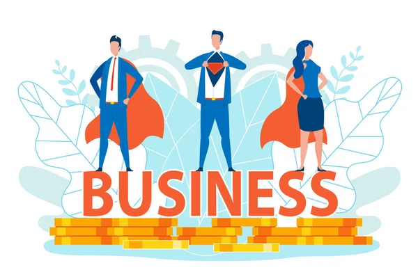 Mężczyźni i kobiety w biznesie w kostiumach Super Hero. — Wektor stockowy