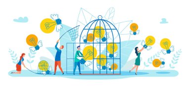 Poster Yaratıcı Fikirler Karikatür Düz İsteme.