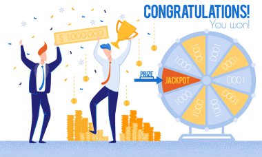 Erkekler Tebrikler Piyango Priz Jackpot Kazanan.