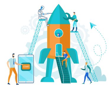 Cep Telefonu İllüstrasyon roket başlatılması.