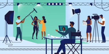 Film Recording Process, Crew and Actress, Movie clipart