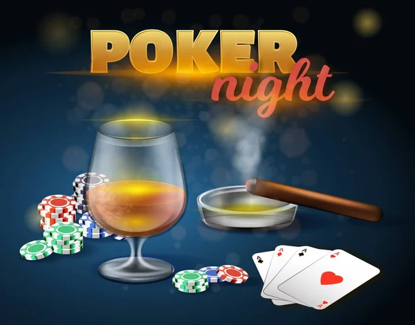 Poker Night Banner, Glücksspiele im Casino. — Stockvektor