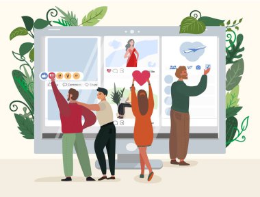 İnsanlar Farklı Sosyal Ağlar Büyük Monitör.