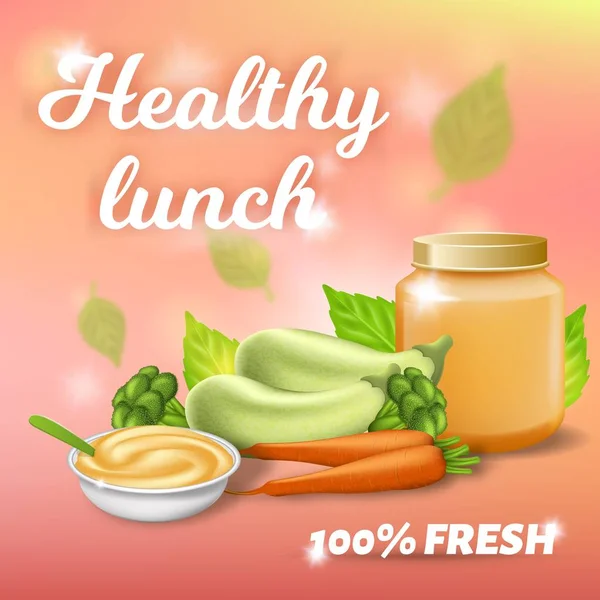 Gezonde lunch promo banner, verse baby ontbijt — Stockvector