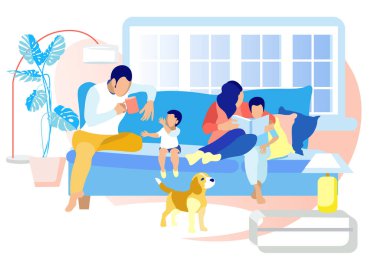 Akşam veya Hafta Sonu Happy Family Leisure Time.