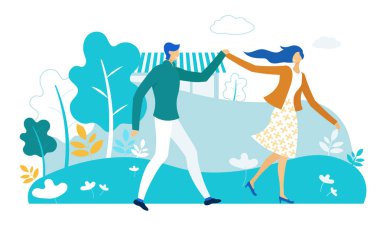 Mutlu Çift City Park'ta Yürüyen El Ele Tutuşuyor.