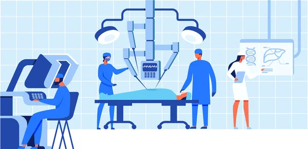 Operación médica de cirugía robótica para el paciente . — Vector de stock