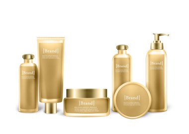 Tasarım Etiketi Mock Up ile Kozmetik Şişe seti