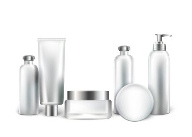 Kozmetik için Beyaz Şişe ler ve Tüpler Koleksiyonu