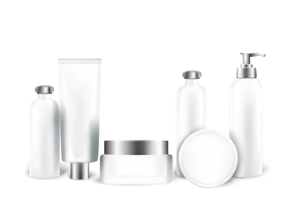 Cosmetische containers mockup instellen. Buis en Crème jar — Stockvector