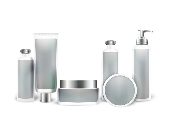 Kozmetikai termék kigúnyolják szett. Izolált üvegek — Stock Vector