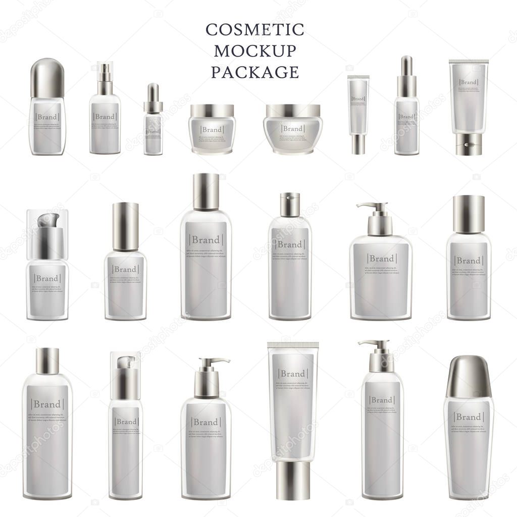 Cosmetic Mockup Package Set of Cosmetic Bottles