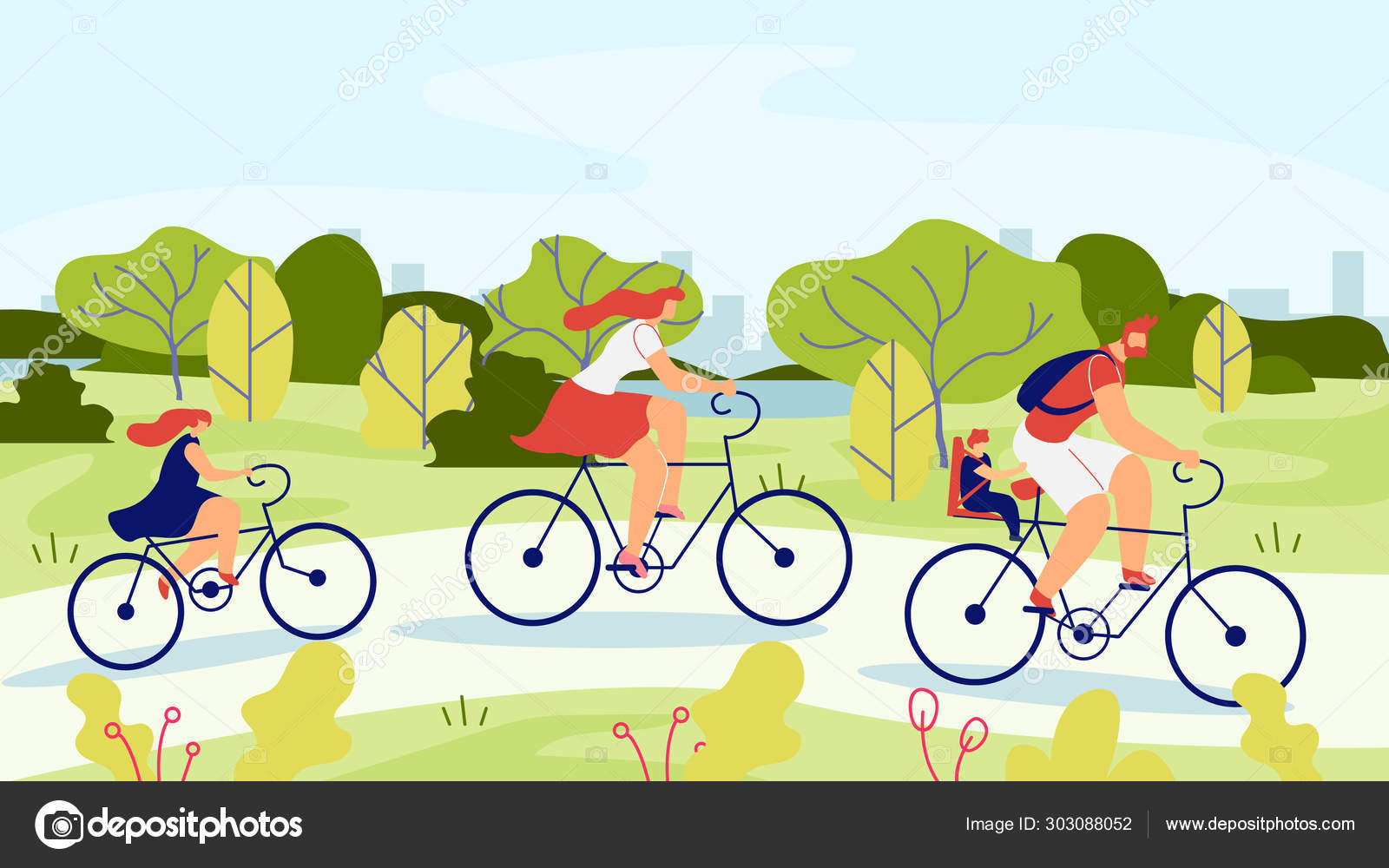 Download 4 081 Family Bike Ride Vector Images Free Royalty Free Family Bike Ride Vectors Depositphotos